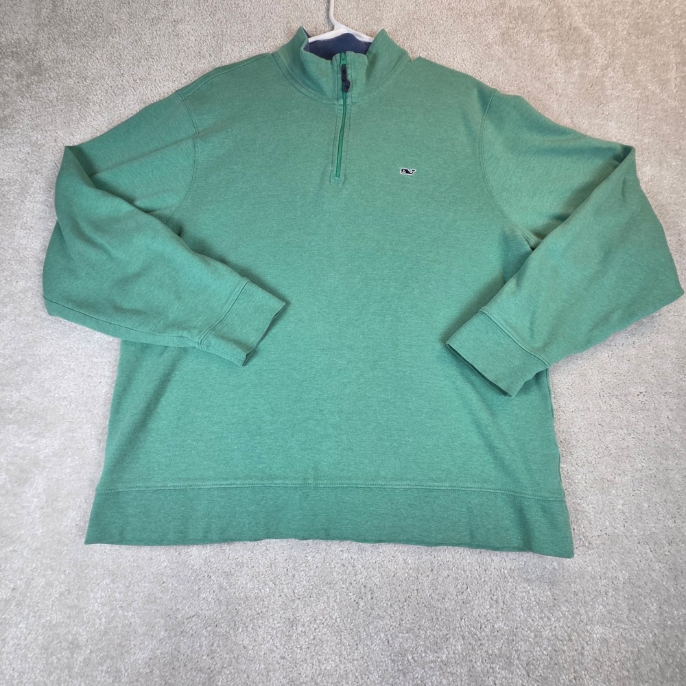Vineyard Vines Mens XL Green Pima Cotton Quarter Zip Pullover Sweater